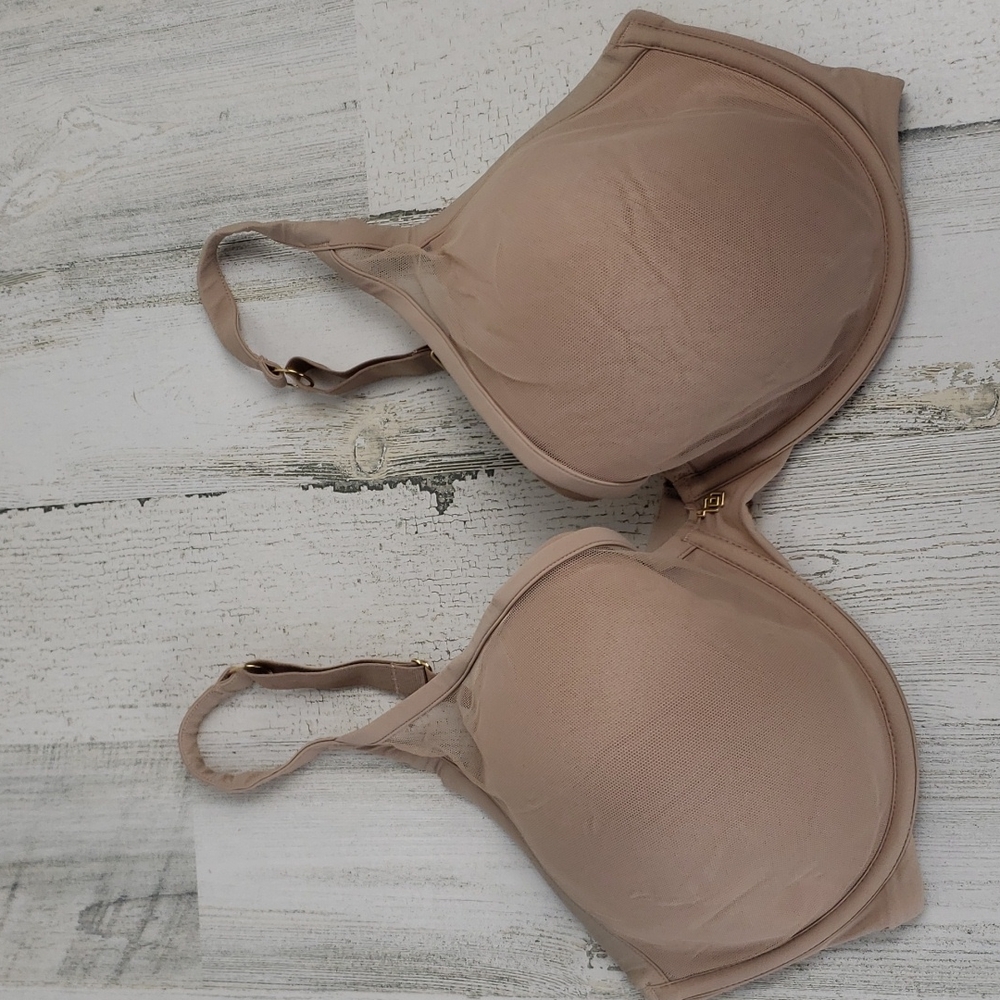 ThirdLove beige 24/7 Classic Contour plunge bra mesh overlay Size 36F